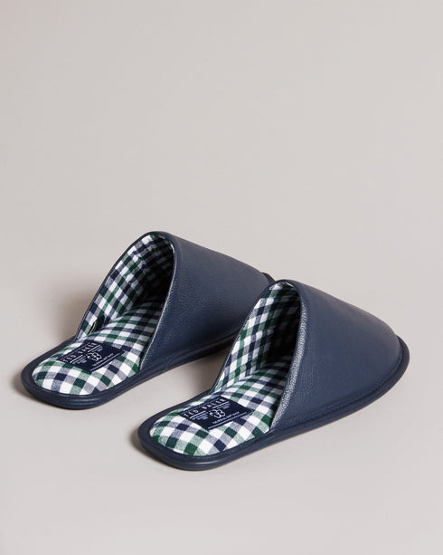 ARDIN-Slippers-Soft, supple and supremely comfortable, ARDIN are perfect for relaxing by the fire reading a good book. With slippers like these, who needs the outdoors?By purchasing this product, you are supporting responsible leather manufacturing through the Leather Working Group. Mule slippers Leather Slip on Closed round toe Rubber sole Padded insole Ted Baker branded- Ted Baker Romania